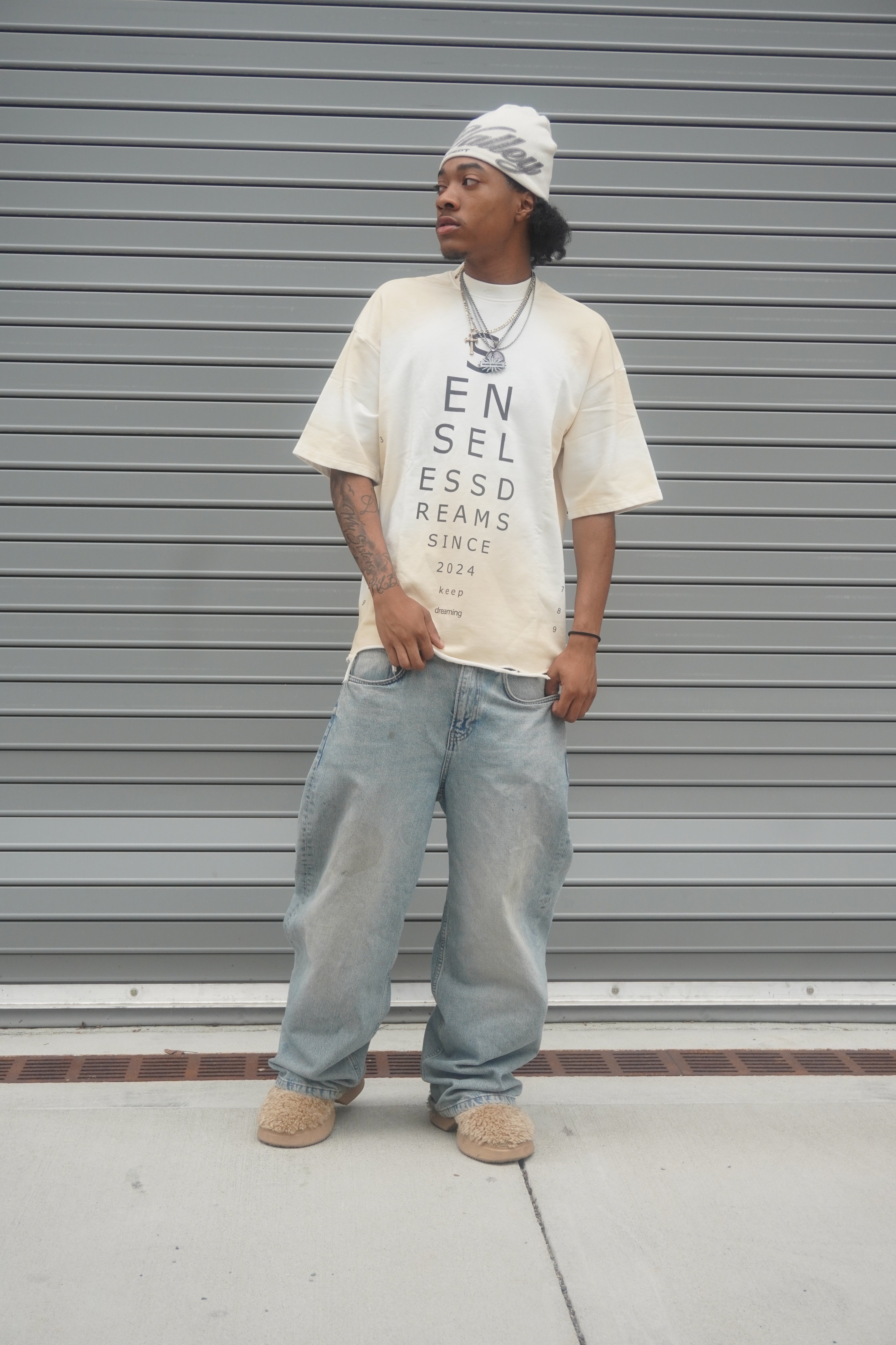 Washed White Eye Chart Tee